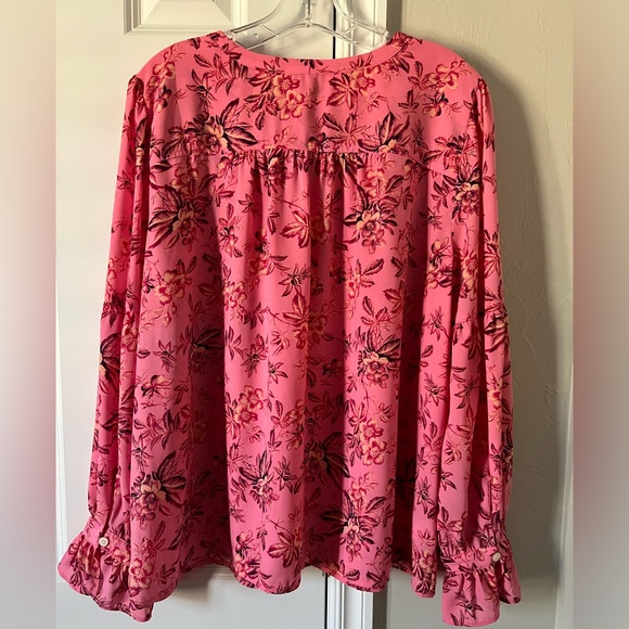 NWT Loft Vine Ruffle Cuff Tie Neck Blouse - Picture 6 of 6